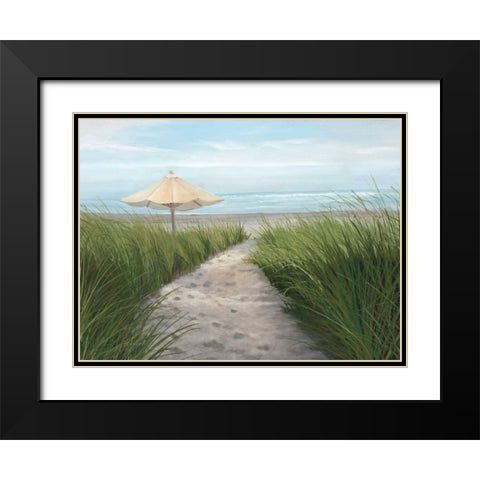 Umbrella on the Beach Black Modern Wood Framed Art Print with Double Matting by Peterson, Julie