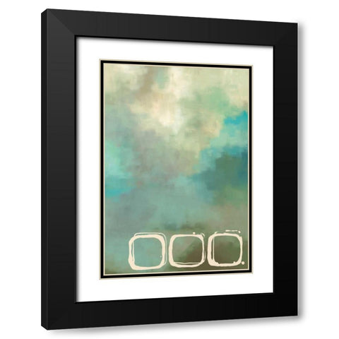 Retro in Aqua and Khaki II Black Modern Wood Framed Art Print with Double Matting by Maitland, Laurie