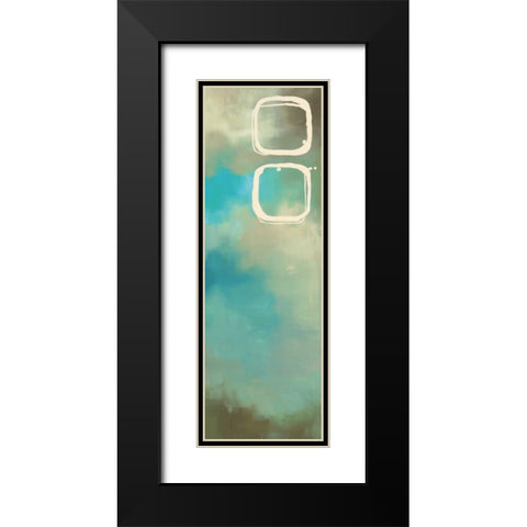Retro in Aqua and Khaki III Black Modern Wood Framed Art Print with Double Matting by Maitland, Laurie
