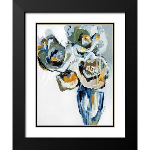 Blooms of Earl Gray Black Modern Wood Framed Art Print with Double Matting by Maritz, Angela