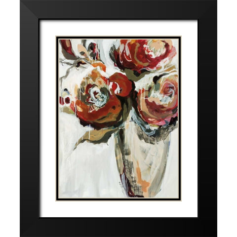 Persimmon Blooms Black Modern Wood Framed Art Print with Double Matting by Maritz, Angela