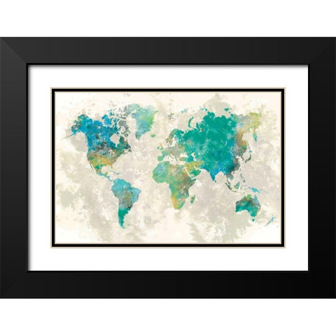 No Borders Black Modern Wood Framed Art Print with Double Matting by Fontaine, Stephane