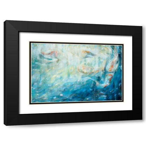 Playing Koi Black Modern Wood Framed Art Print with Double Matting by Parker, Karen Lorena