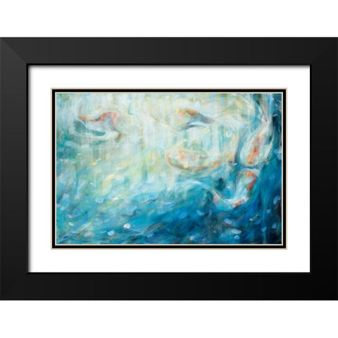 Playing Koi Black Modern Wood Framed Art Print with Double Matting by Parker, Karen Lorena