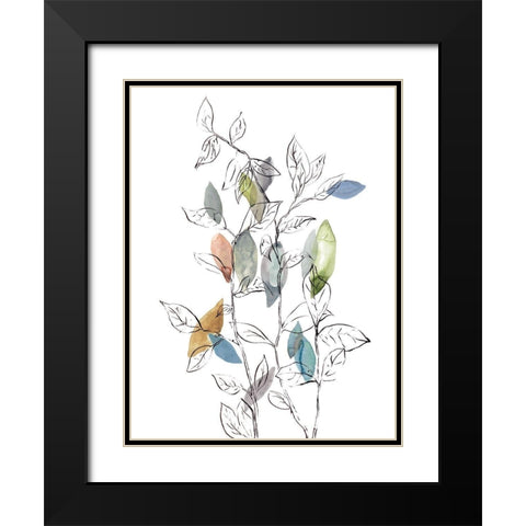 Spring Leaves I Black Modern Wood Framed Art Print with Double Matting by Meyers, Rebecca