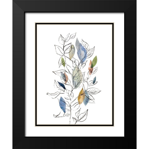 Spring Leaves II Black Modern Wood Framed Art Print with Double Matting by Meyers, Rebecca