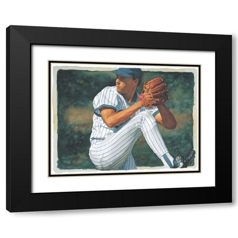 The Art of Baseball - The Pitcher Black Modern Wood Framed Art Print with Double Matting by Green, Glen