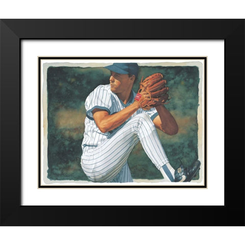 The Art of Baseball - The Pitcher Black Modern Wood Framed Art Print with Double Matting by Green, Glen