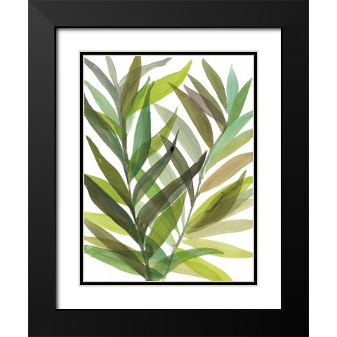 Tropical Greens I Black Modern Wood Framed Art Print with Double Matting by Meyers, Rebecca
