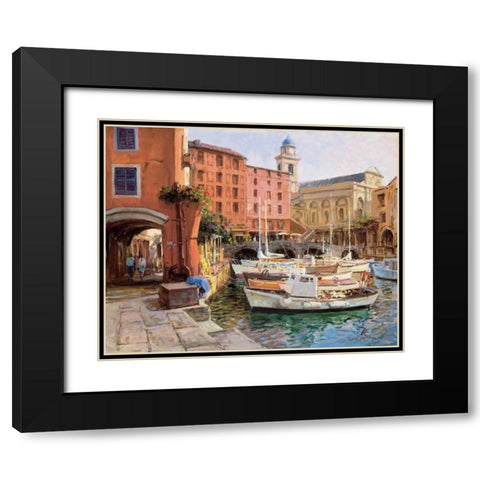 Mediterranean Colors Black Modern Wood Framed Art Print with Double Matting by Bates, George