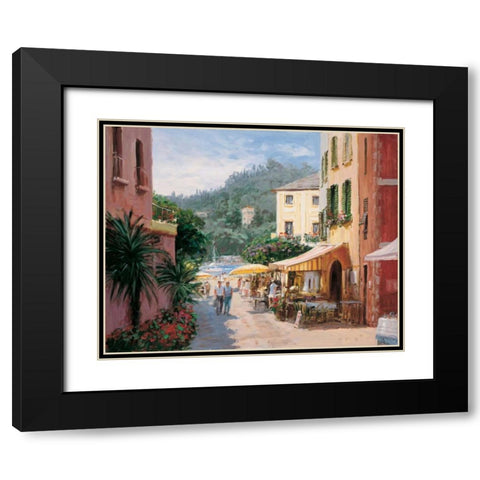 Al Fresco - Portofino Black Modern Wood Framed Art Print with Double Matting by Bates, George