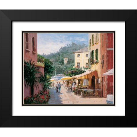 Al Fresco - Portofino Black Modern Wood Framed Art Print with Double Matting by Bates, George