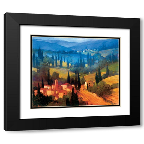 Tuscan Valley View Black Modern Wood Framed Art Print with Double Matting by Craig, Philip