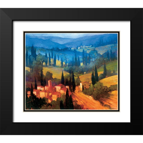 Tuscan Valley View Black Modern Wood Framed Art Print with Double Matting by Craig, Philip