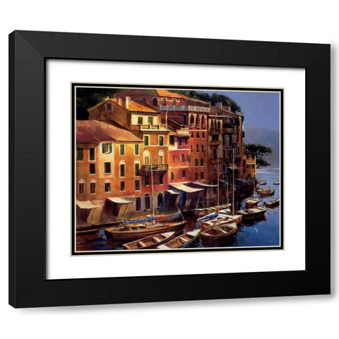 Mediterranean Port Black Modern Wood Framed Art Print with Double Matting by OToole, Michael