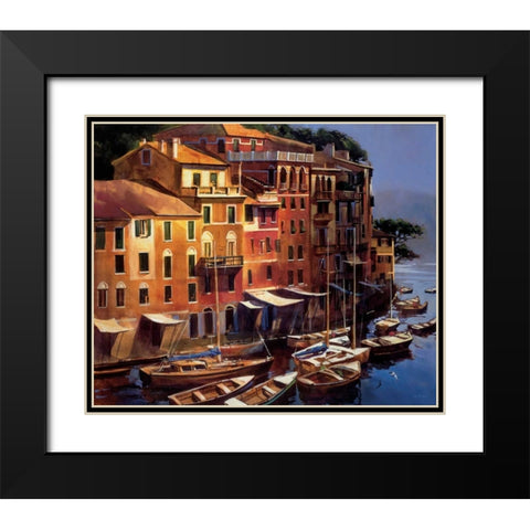 Mediterranean Port Black Modern Wood Framed Art Print with Double Matting by OToole, Michael