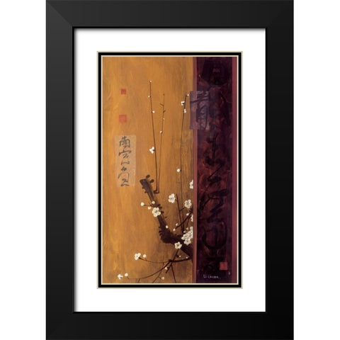 Oriental Blossoms I Black Modern Wood Framed Art Print with Double Matting by Li-Leger, Don