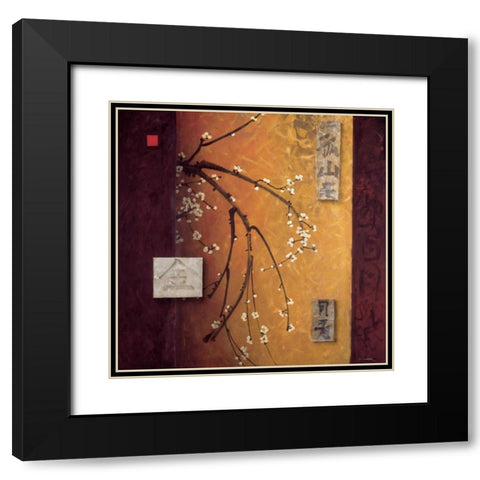 Oriental Blossoms II Black Modern Wood Framed Art Print with Double Matting by Li-Leger, Don