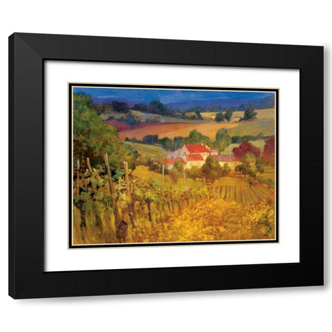 Vineyard Hill Black Modern Wood Framed Art Print with Double Matting by Craig, Philip