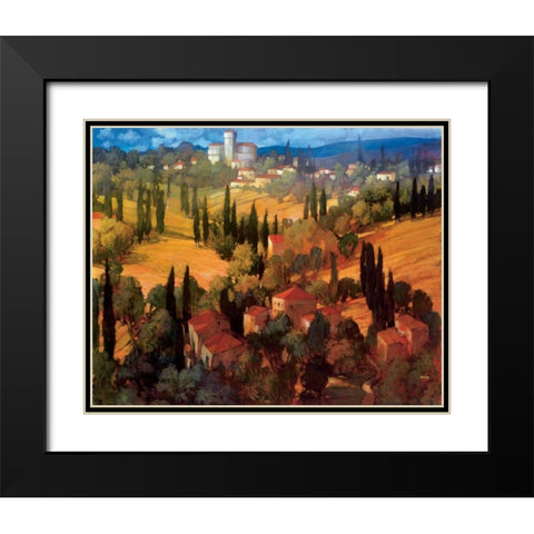Tuscan Castle Black Modern Wood Framed Art Print with Double Matting by Craig, Philip
