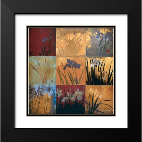 Iris Nine Patch II Black Modern Wood Framed Art Print with Double Matting by Li-Leger, Don