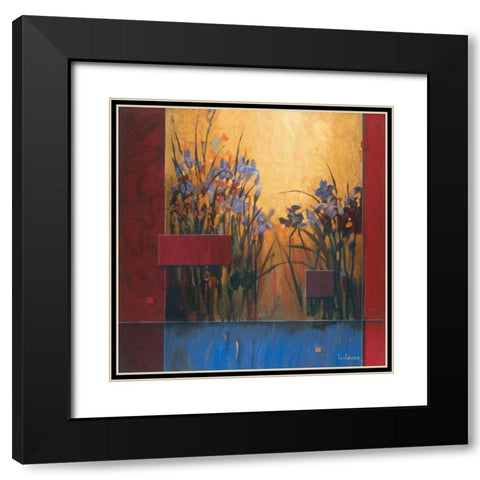 Iris Sunrise Black Modern Wood Framed Art Print with Double Matting by Li-Leger, Don