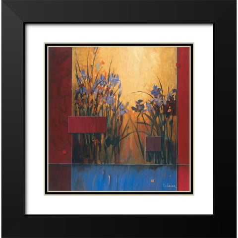 Iris Sunrise Black Modern Wood Framed Art Print with Double Matting by Li-Leger, Don
