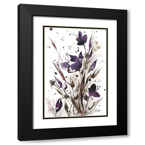 Floral Music I Black Modern Wood Framed Art Print with Double Matting by Stanion, Kathy Morton
