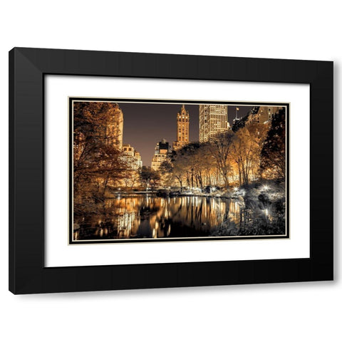 Central Park Glow Black Modern Wood Framed Art Print with Double Matting by Frank, Assaf