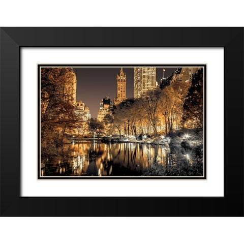 Central Park Glow Black Modern Wood Framed Art Print with Double Matting by Frank, Assaf