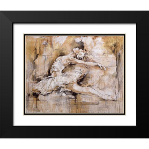 Swan Lake Black Modern Wood Framed Art Print with Double Matting by Gottfried, Marta