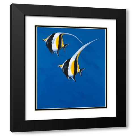 Moorish Idols - Blue Black Modern Wood Framed Art Print with Double Matting by Siddle, Keith