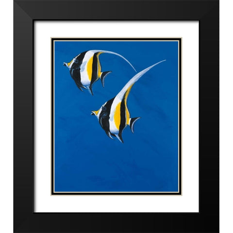 Moorish Idols - Blue Black Modern Wood Framed Art Print with Double Matting by Siddle, Keith