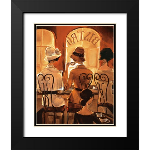 Rendez-vous au Bistro Black Modern Wood Framed Art Print with Double Matting by Biddle, Trish