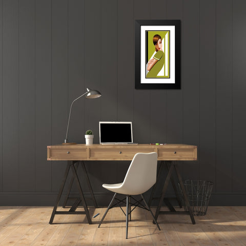 Jennifer in Greens Black Modern Wood Framed Art Print with Double Matting by Bravo, Jordan