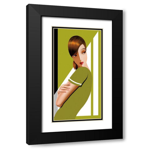 Jennifer in Greens Black Modern Wood Framed Art Print with Double Matting by Bravo, Jordan