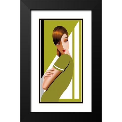 Jennifer in Greens Black Modern Wood Framed Art Print with Double Matting by Bravo, Jordan