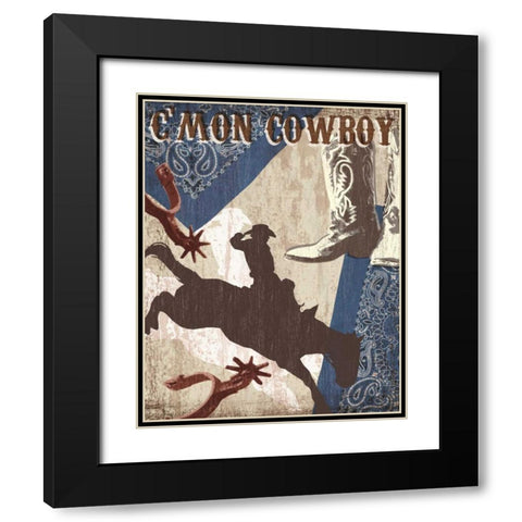 Cmon Cowboy Black Modern Wood Framed Art Print with Double Matting by Venter, Tandi