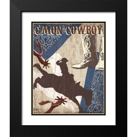 Cmon Cowboy Black Modern Wood Framed Art Print with Double Matting by Venter, Tandi