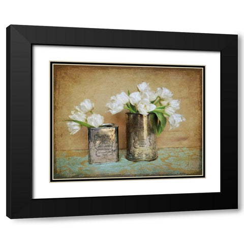 Vintage Tulips I Black Modern Wood Framed Art Print with Double Matting by Atria, Cristin