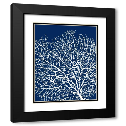 Navy Coral I Black Modern Wood Framed Art Print with Double Matting by Berg, Sabine