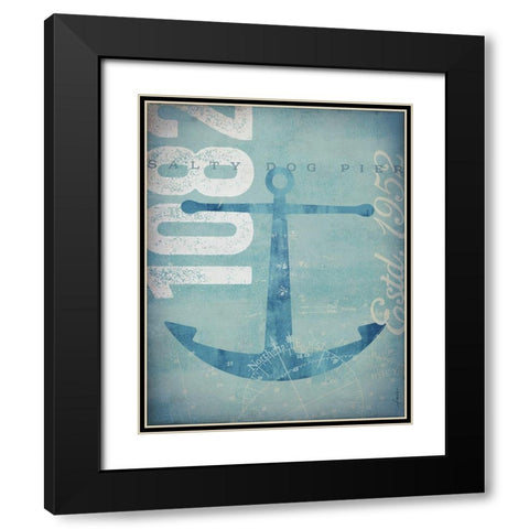 Nautical II - Anchor Black Modern Wood Framed Art Print with Double Matting by Fowler, Stephen