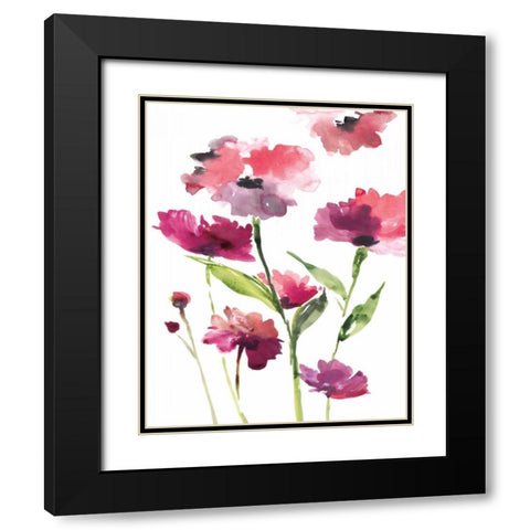 Razzleberry Blossoms Black Modern Wood Framed Art Print with Double Matting by Meyers, Rebecca