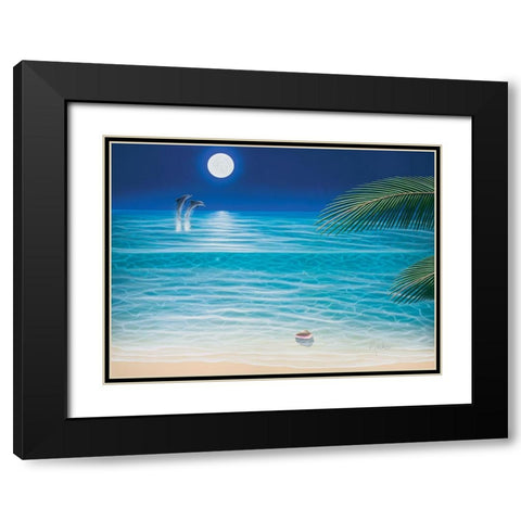 Moonlit Palms Black Modern Wood Framed Art Print with Double Matting by Mackin, Dan