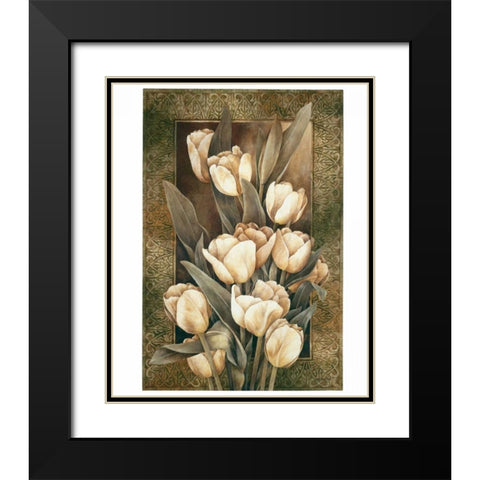 Golden Tulips Black Modern Wood Framed Art Print with Double Matting by Thompson, Linda