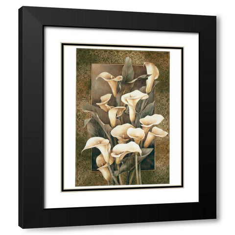 Golden Calla Lilies Black Modern Wood Framed Art Print with Double Matting by Thompson, Linda