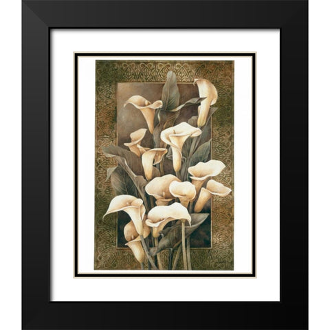 Golden Calla Lilies Black Modern Wood Framed Art Print with Double Matting by Thompson, Linda