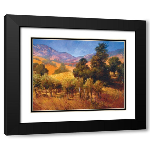 Southern Vineyard Hills Black Modern Wood Framed Art Print with Double Matting by Craig, Philip