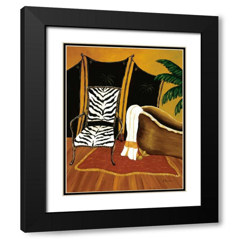 Safari Bath Black Modern Wood Framed Art Print with Double Matting by Sewell, Krista