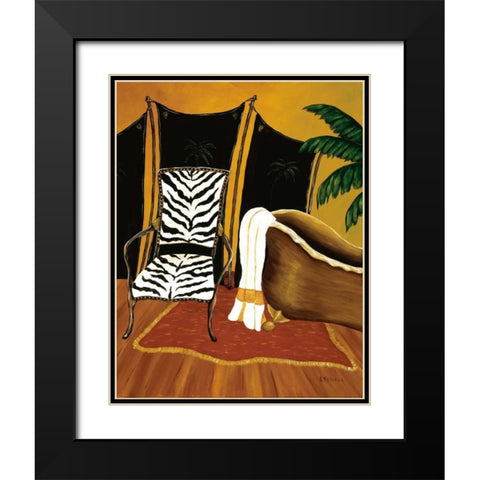 Safari Bath Black Modern Wood Framed Art Print with Double Matting by Sewell, Krista